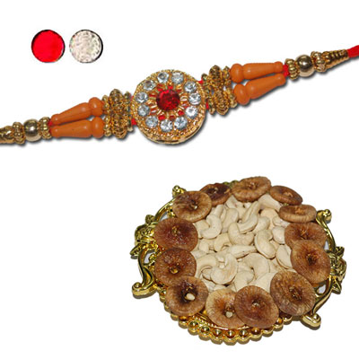 "Rakhi - FR- 8320 A (Single Rakhi) , Dryfruit Thali - code RD1400(ED) - Click here to View more details about this Product